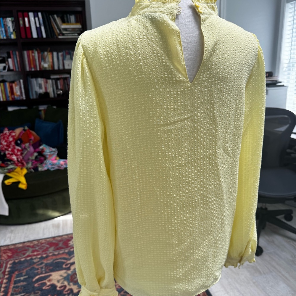 Ann Taylor Yellow Textured Blouse